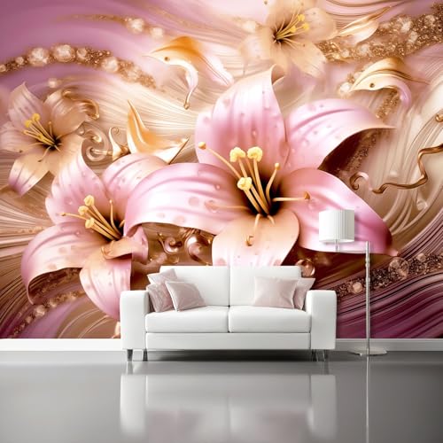 3D Fototapete 3D Elegante Blumen Lilien 3D Wandbild Tapete - 350 x 256 cm Modern Vlies Fototapeten Vor Dem Fenster Groß Foto Tapete Schlafzimmer Wohnzimmer Büro Wandtapete Deko, Rosa Lila 3D Fototapete 3D Elegante Blumen Lilien 3D Wandbild Tapete - 350 x 256 cm Modern Vlies Fototapeten Vor Dem Fenster Groß Foto Tapete Schlafzimmer Wohnzimmer Büro Wandtapete Deko, Rosa Lila von Generisch