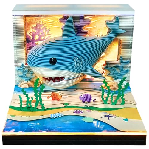 3D Hai Notizblock Kalender, 3D Memo Blöcke Kalender 2026, DIY Kunst Memo Pad mit Lichtern, 2026 Tear Away Carving Sticky Post Craft für Home Office Desktop Dekoration Geschenk 3D Hai Notizblock Kalender, 3D Memo Blöcke Kalender 2026, DIY Kunst Memo Pad mit Lichtern, 2026 Tear Away Carving Sticky Post Craft für Home Office Desktop Dekoration Geschenk von Generisch