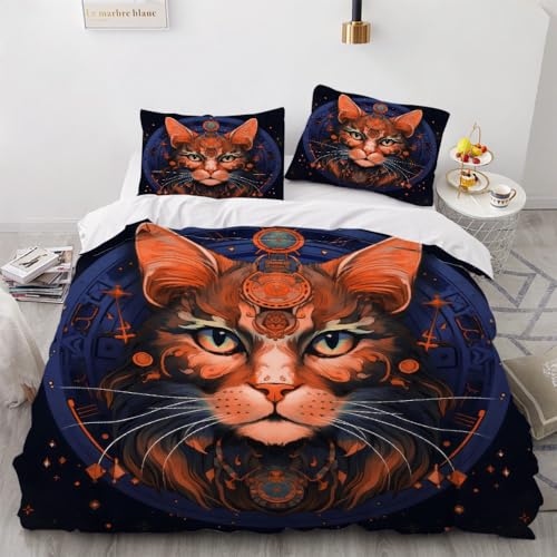 3D Katze Bettwäsche 220x240 cm 3teilig Retro Bettbezug mit Reißverschluss 100% Mikrofaser Leicht Atmungsaktive Bettwaren Set mit 2 Kissenbezüge 80x80（Muster 3-5） von Generisch