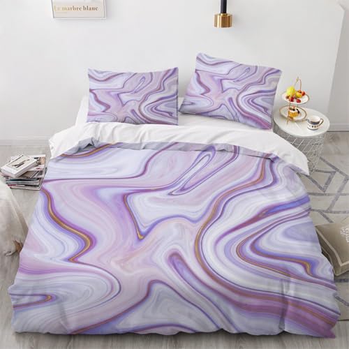 3D Marmor Bettwäsche 135x200x2 cm 4teilig Marmor Bettbezug mit Reißverschluss 100% Mikrofaser Leicht Atmungsaktive Bettwaren Set mit 2 Kissenbezüge 80x80（Muster 1-1） von Generisch