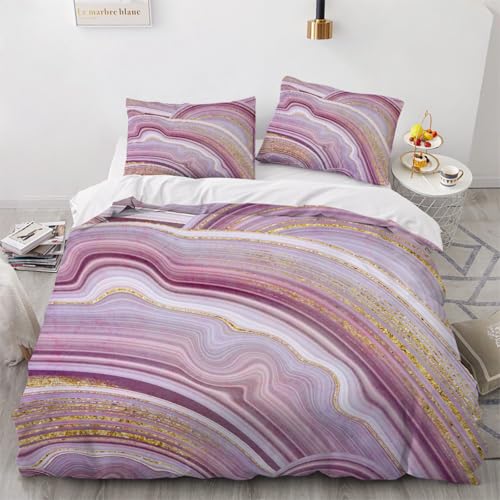 3D Marmor Bettwäsche 135x200x2 cm 4teilig Marmor Bettbezug mit Reißverschluss 100% Mikrofaser Leicht Atmungsaktive Bettwaren Set mit 2 Kissenbezüge 80x80（Muster 1-6） von Generisch