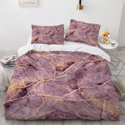 3D Marmor Bettwäsche 135x200x2 cm 4teilig Marmor Bettbezug mit Reißverschluss 100% Mikrofaser Leicht Atmungsaktive Bettwaren Set mit 2 Kissenbezüge 80x80（Muster 2-16） von Generisch