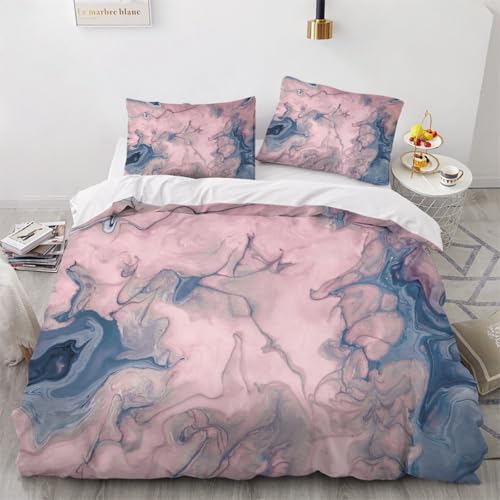 3D Marmor Bettwäsche 135x200x2 cm 4teilig Marmor Bettbezug mit Reißverschluss 100% Mikrofaser Leicht Atmungsaktive Bettwaren Set mit 2 Kissenbezüge 80x80（Muster 2-4） von Generisch