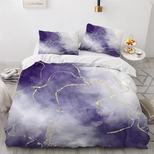 3D Marmor Bettwäsche 135x200x2 cm 4teilig Marmor Bettbezug mit Reißverschluss 100% Mikrofaser Leicht Atmungsaktive Bettwaren Set mit 2 Kissenbezüge 80x80（Muster 4-12） von Generisch