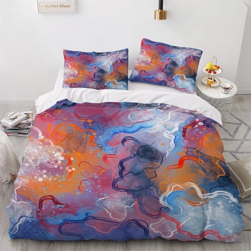 3D Marmor Bettwäsche 135x200x2 cm 4teilig Marmor Bettbezug mit Reißverschluss 100% Mikrofaser Leicht Atmungsaktive Bettwaren Set mit 2 Kissenbezüge 80x80（Muster 4-2） von Generisch