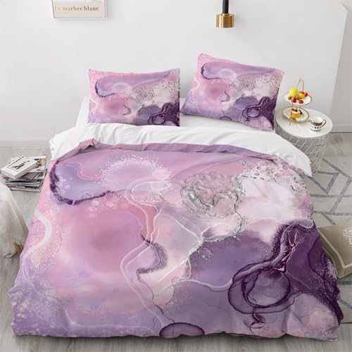 3D Marmor Bettwäsche 135x200x2 cm 4teilig Marmor Bettbezug mit Reißverschluss 100% Mikrofaser Leicht Atmungsaktive Bettwaren Set mit 2 Kissenbezüge 80x80（Muster 4-3） von Generisch