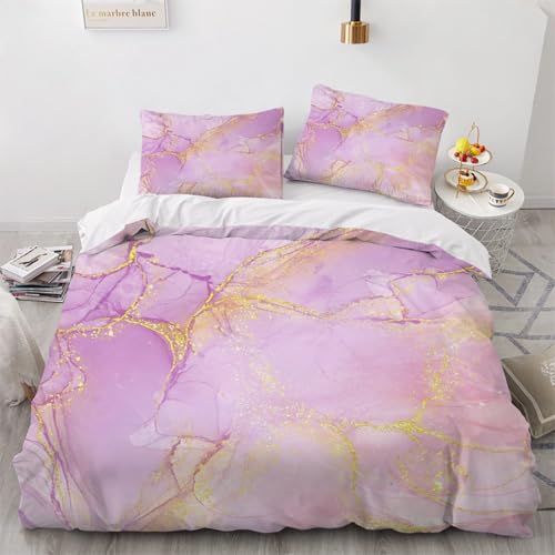 3D Marmor Bettwäsche 135x200x2 cm 4teilig Marmor Bettbezug mit Reißverschluss 100% Mikrofaser Leicht Atmungsaktive Bettwaren Set mit 2 Kissenbezüge 80x80（Muster 4-4） von Generisch