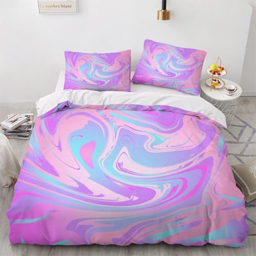 3D Marmor Bettwäsche 135x200x2 cm 4teilig Marmor Bettbezug mit Reißverschluss 100% Mikrofaser Leicht Atmungsaktive Bettwaren Set mit 2 Kissenbezüge 80x80（Muster 4-6） von Generisch