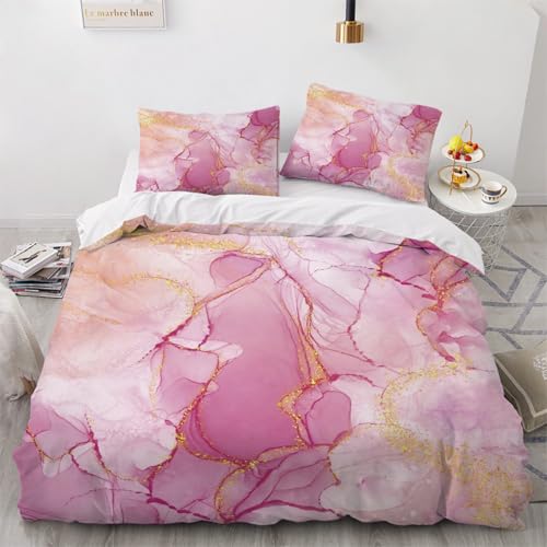 3D Marmor Bettwäsche 135x200x2 cm 4teilig Marmor Bettbezug mit Reißverschluss 100% Mikrofaser Leicht Atmungsaktive Bettwaren Set mit 2 Kissenbezüge 80x80（Muster 4-9） von Generisch