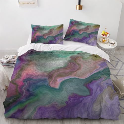 3D Marmor Bettwäsche 135x200x2 cm 4teilig Marmor Bettbezug mit Reißverschluss 100% Mikrofaser Leicht Atmungsaktive Bettwaren Set mit 2 Kissenbezüge 80x80（Muster 5-1） von Generisch