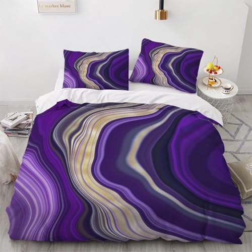 3D Marmor Bettwäsche 135x200x2 cm 4teilig Marmor Bettbezug mit Reißverschluss 100% Mikrofaser Leicht Atmungsaktive Bettwaren Set mit 2 Kissenbezüge 80x80（Muster 5-17） von Generisch