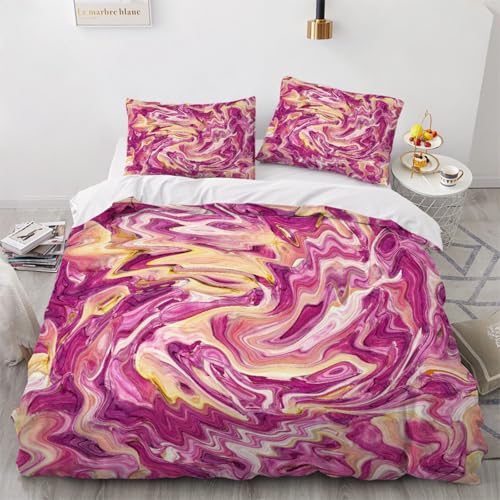 3D Marmor Bettwäsche 135x200x2 cm 4teilig Marmor Bettbezug mit Reißverschluss 100% Mikrofaser Leicht Atmungsaktive Bettwaren Set mit 2 Kissenbezüge 80x80（Muster 5-8） von Generisch
