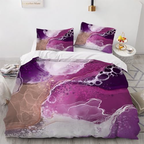 3D Marmor Bettwäsche 135x200x2 cm 4teilig Marmor Bettbezug mit Reißverschluss 100% Mikrofaser Leicht Atmungsaktive Bettwaren Set mit 2 Kissenbezüge 80x80（Muster 5-9） von Generisch