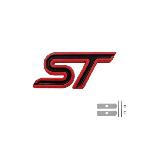 3D-Metallbuchstaben, Grill-Emblem, Abzeichen, Heckkofferraum-Aufkleber, kompatibel mit Fiesta Focus ST MK2 MK3 MK4 Kuga(Grill Black Red) von Generisch