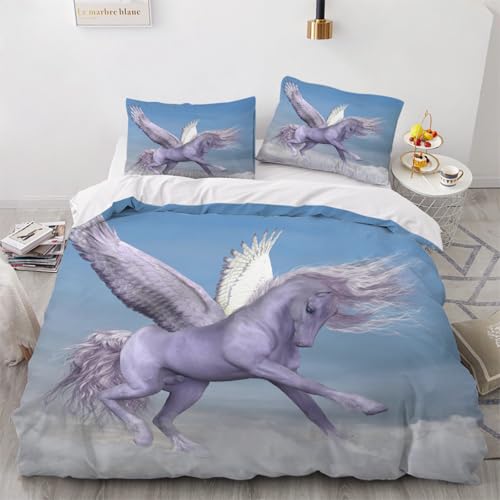 3D Pferd Bettwäsche 135x200x2 cm 4teilig Tiere Pferde Bettbezug mit Reißverschluss 100% Mikrofaser Leicht Atmungsaktive Bettwaren Set mit 2 Kissenbezüge 80x80（Muster 1-20） von Generisch