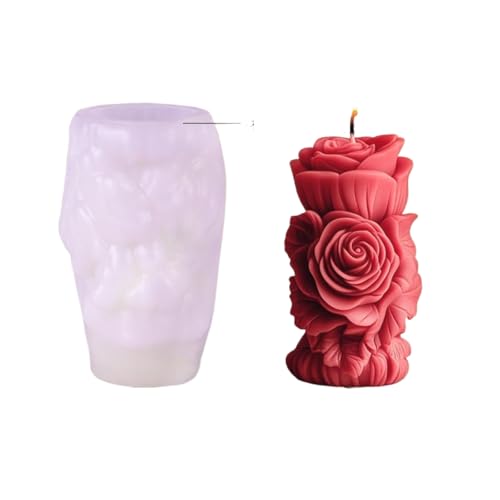 3D Rose Pillar Kerze Silikon form DIY Geometrische Blumen säule Kerzen putz Ornament Form Hochzeits dekor von Generisch