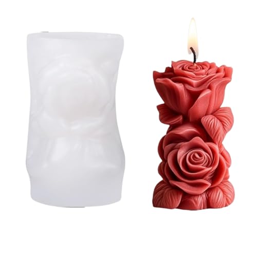 3D Rose Pillar Kerze Silikon form DIY Geometrische Blumen säule Kerzen putz Ornament Form Hochzeits dekor von Generisch