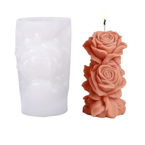 3D Rose Pillar Kerze Silikon form DIY Geometrische Blumen säule Kerzen putz Ornament Form Hochzeits dekor von Generisch