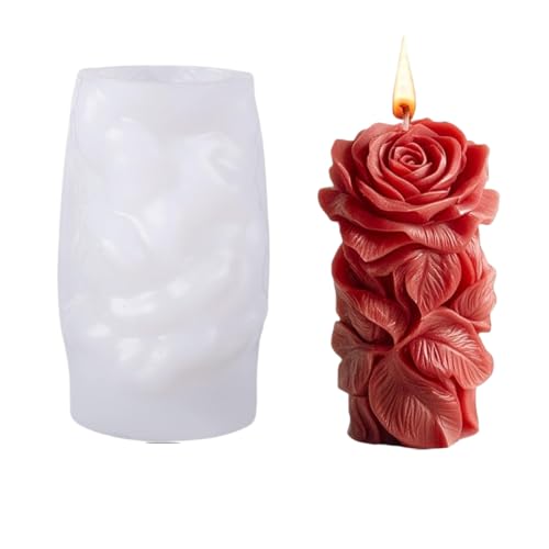 3D Rose Pillar Kerze Silikon form DIY Geometrische Blumen säule Kerzen putz Ornament Form Hochzeits dekor von Generisch