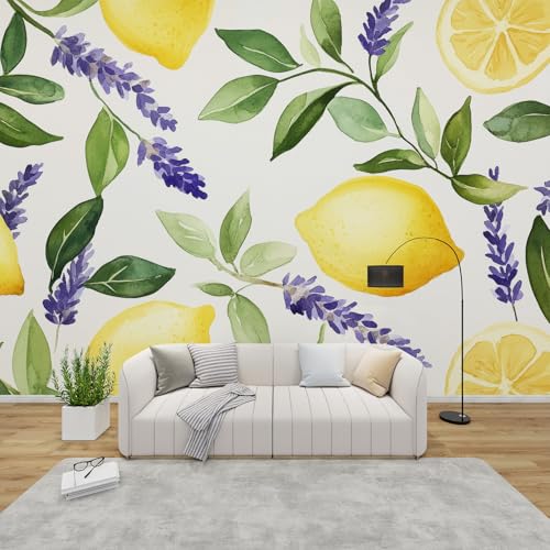 3D Tapete Zitronen Schlafzimmer, Fototapete Sommer Gelb Früchte, Vliestapete Gelb Lila, Tapeten Wohnzimmer Muster, Lavendel Blumen Wand Deko Kinderzimmer, Wandtapete, Mustertapete 350x256 cm 3D Tapete Zitronen Schlafzimmer, Fototapete Sommer Gelb Früchte, Vliestapete Gelb Lila, Tapeten Wohnzimmer Muster, Lavendel Blumen Wand Deko Kinderzimmer, Wandtapete, Mustertapete 350x256 cm von Generisch