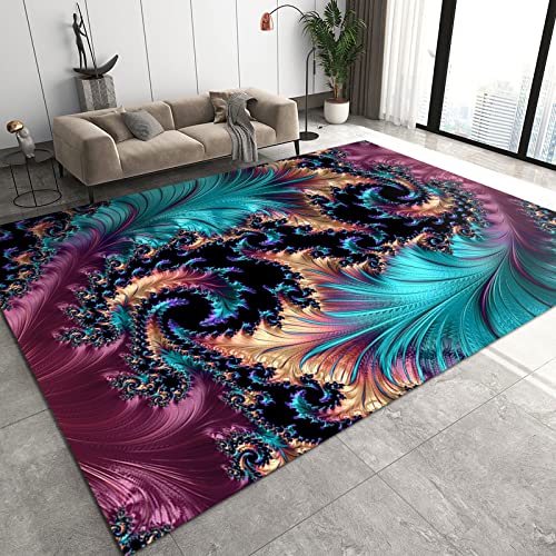 3D-Teppich mit tropischen Blättern, abstraktes Feder-Design, pflegeleichte Matte für Zuhause, Büro und Haustiere, groß, 80 x 150 cm, perfekt für Bauernhaus- und Veranda-Dekor von Generisch
