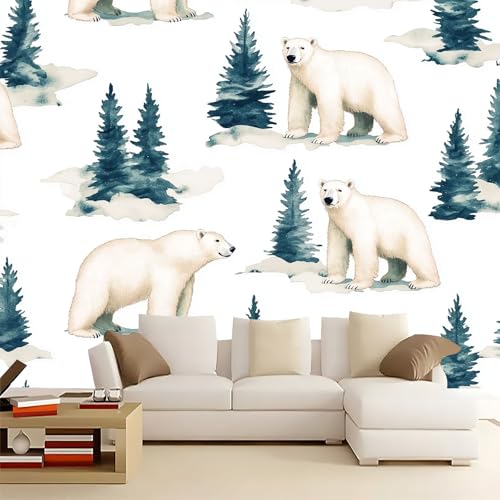 3D Vliestapete Cartoon Eisbär 500x280 cm Fototapete, Wanddeko, Wandbild, Wandtapete, Vlies Tapete, Wohnzimmer Schlafzimmer Büro Flur Wand Dekoration von Generisch