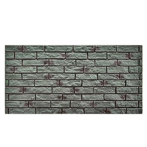 3D-Wandpaneele Aus Ziegelimitat, Grau, Grün, Blau, Bauernhausstil – Wandverkleidung, Wasserdicht – Leicht Zu Reinigende Wandleistenpaneele Für Kinderzimmer, Villa(Green-1,20 pack) von Generisch