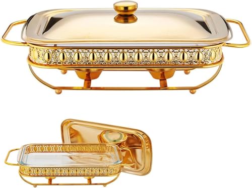 3L Edelstahl Chafer Set Runde Buffet Chafing Dish mit Wasserpfanne Lebensmittelpfanne Brennstoffhalter und Deckel für Buffet Hochzeiten Partys von Generisch