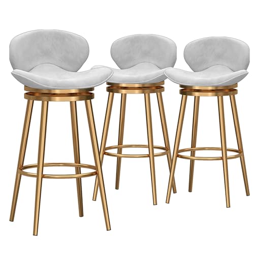 3er Set Moderne Barhocker Drehbar mit Rückenlehne Gepolsterter Samt Hochstühle Metallgestell für Kücheninsel Rustikales Design Perfekt für Esszimmer von Generisch