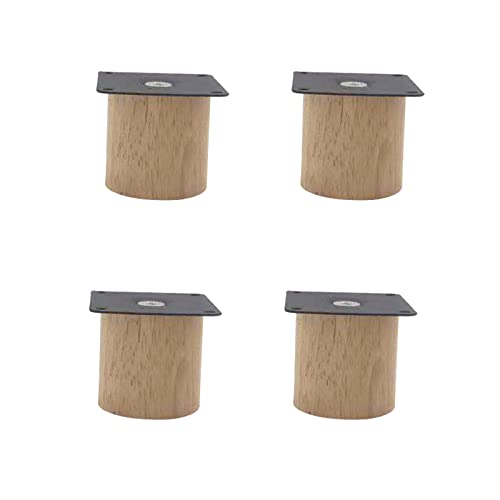 4 Holz-Möbelbeine, solide runde Holz-Sofa-Beine, Ersatz-Möbelbeine, Schrankbeine mit Schrauben, rutschfeste Pads für Sofa, Tisch, Stuhl, Teeschrank (5 cm, Holzfarbe) von Generisch