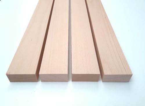 4 Kanthölzer Holzriegel Buche massiv 3cm stark. Hobelware Holzleisten 6cm breit. 10-150cm lang, Sondermaße (150cm lang) von Generisch