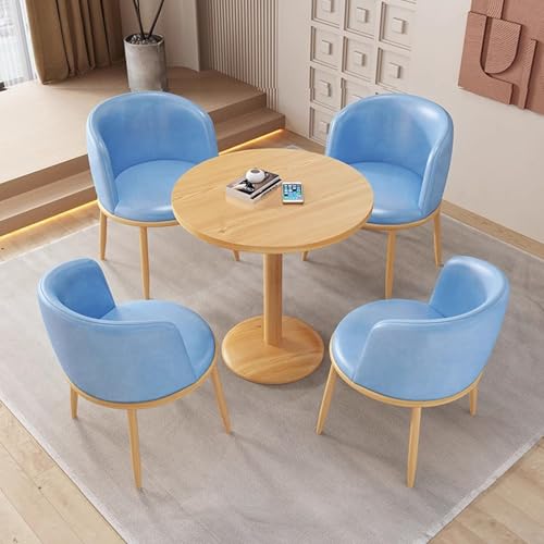 4-Personen-Esstisch-Set Blau Büro Empfang Tisch & Stuhl Set Moderne Verhandlungsmöbel für Club & Tagungsraum Stilvolles & Komfortables Design von Generisch