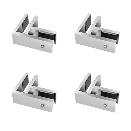 4 Stück 304 Edelstahl Glasklemmen für Geländer Pool Zaunverbinder 90 Grad Halterung für Treppen Balkone Terrassen Decks Silber Finish von Generisch