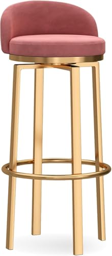4 Stück Barhocker Drehbar mit Rückenlehne Thekenhöhe Gepolsterte Küchenhocker für Home Bar/Theken Elegante Goldbeine (Rose Gold Beine 1 Stück) von Generisch