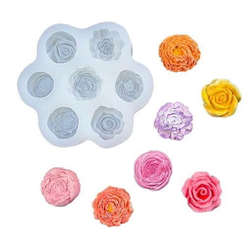 4 Stück Blume Silikonform, 3D-Kerzenform in Rosenform, Leicht zu Öffnendes Design, Wiederverwendbar für Bonbons Gelee Seife Eiswürfel Kerzen von Generisch