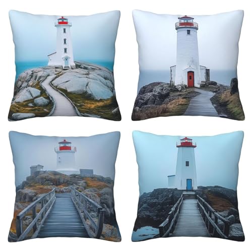 4 Stück Kissenbezug 45x45 cm Leuchtturm Kurzer Plüsch Weich Zierkissenbezüge, Deko Sofakissen, Quadratische Dekokissen mit Doppelseitig, Aesthetic Kissen Dekoartikel für Sofa Wohnzimmer Garten Mo5230 4 Stück Kissenbezug 45x45 cm Leuchtturm Kurzer Plüsch Weich Zierkissenbezüge, Deko Sofakissen, Quadratische Dekokissen mit Doppelseitig, Aesthetic Kissen Dekoartikel für Sofa Wohnzimmer Garten Mo5230 von Generisch
