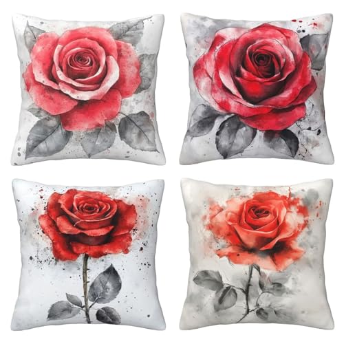 4 Stück Kissenbezug 50x50 cm Rose Linen Weich Zierkissenbezüge, Deko Sofakissen, Quadratische Dekokissen mit Doppelseitig, Aesthetic Kissen Dekoartikel für Sofa Schlafzimmer Wohnzimmer Garten Mo1804 4 Stück Kissenbezug 50x50 cm Rose Linen Weich Zierkissenbezüge, Deko Sofakissen, Quadratische Dekokissen mit Doppelseitig, Aesthetic Kissen Dekoartikel für Sofa Schlafzimmer Wohnzimmer Garten Mo1804 von Generisch