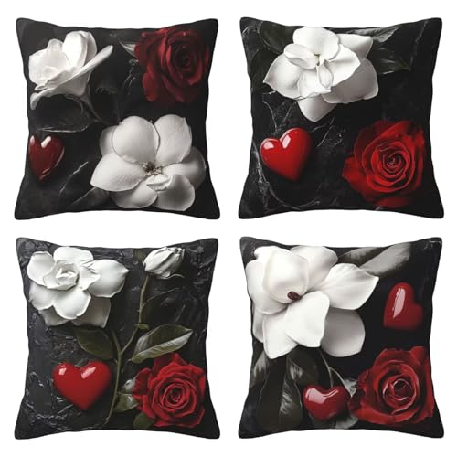 4 Stück Kissenbezug 80x80 cm Rot Weiß Kurzer Plüsch Weich Zierkissenbezüge, Deko Sofakissen, Quadratische Dekokissen mit Doppelseitig, Aesthetic Kissen Dekoartikel für Sofa Wohnzimmer Garten Mo6315 4 Stück Kissenbezug 80x80 cm Rot Weiß Kurzer Plüsch Weich Zierkissenbezüge, Deko Sofakissen, Quadratische Dekokissen mit Doppelseitig, Aesthetic Kissen Dekoartikel für Sofa Wohnzimmer Garten Mo6315 von Generisch