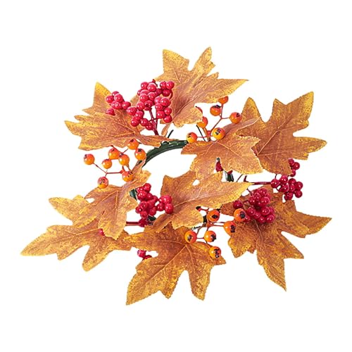 4 Stück Weihnachten Künstlichen HerbstKerzenringen Für Stumpenkerzen Mit Herbstblättern Und Beeren, Dekorativer Kerzenring Ahornblätter-Beeren-Kerzenkranz Für Kerzenhalter, Hausdekoration Und Esstisc 4 Stück Weihnachten Künstlichen HerbstKerzenringen Für Stumpenkerzen Mit Herbstblättern Und Beeren, Dekorativer Kerzenring Ahornblätter-Beeren-Kerzenkranz Für Kerzenhalter, Hausdekoration Und Esstisc von Generisch