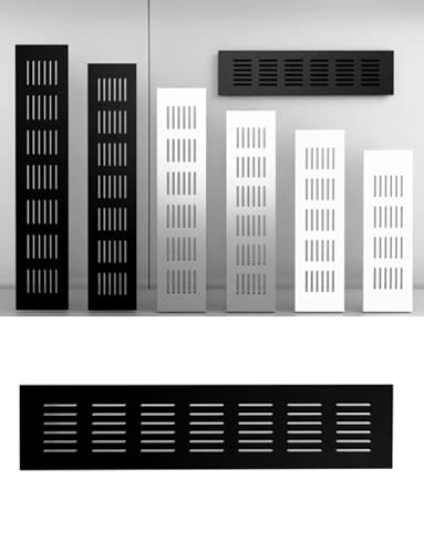 4 Stück rechteckige Lüftungsgitter aus Aluminiumlegierung, Lüftungsabdeckung for Kleiderschrank, Schrank, Badezimmertür, Lamellengitterabdeckung, mehrere Größen(Black,2x15.7in/5x40cm) von Generisch