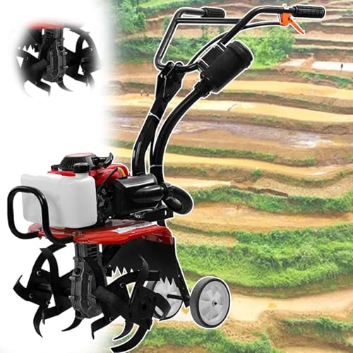 4-Takt Benzin Gartenfräse Grubber 55cc Motorhacke mit 4 Klingen Selbstantrieb 10.500 U/min Drehzahl für effiziente Gartenarbeit von Generisch