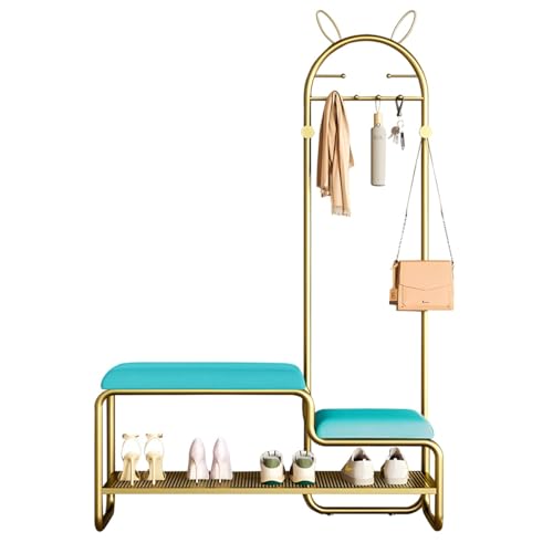 4-in-1 Eingangsbereich, Flur Baum mit Bank & Metall-Schuhregal, 6 Haken, weiches Lederkissen, stilvolle Aufbewahrung für Wohnzimmer, Flur & Schlafzimmer, Hellgelb, 120 cm 4-in-1 Eingangsbereich, Flur Baum mit Bank & Metall-Schuhregal, 6 Haken, weiches Lederkissen, stilvolle Aufbewahrung für Wohnzimmer, Flur & Schlafzimmer, Hellgelb, 120 cm von Generisch