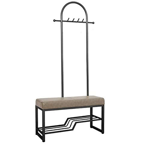 4-in-1 Exquisite Garderobe, Schuhaufbewahrungsbank mit 15 Haken, 2-stöckiges Schuhregal, Metall-Jackenbügel, Eingangsbereich für Kleidung und Schuhe 4-in-1 Exquisite Garderobe, Schuhaufbewahrungsbank mit 15 Haken, 2-stöckiges Schuhregal, Metall-Jackenbügel, Eingangsbereich für Kleidung und Schuhe von Generisch