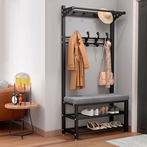 4-in-1 Garderobenleiste mit Bank & Schuhaufbewahrung Eingangsbereich Nizer mit Haken Metall Flurregal für Schlafzimmer & Wohnung Stilvolle Aufbewahrungslösung 4-in-1 Garderobenleiste mit Bank & Schuhaufbewahrung Eingangsbereich Nizer mit Haken Metall Flurregal für Schlafzimmer & Wohnung Stilvolle Aufbewahrungslösung von Generisch