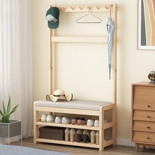 4 in 1 Garderobenleiste mit Schuhbank & gepolsterter Sitzfläche für Eingangsbereich Flur & Wohnzimmer - Stilvolle Aufbewahrung 80x31x172cm Platzsparendes Design 4 in 1 Garderobenleiste mit Schuhbank & gepolsterter Sitzfläche für Eingangsbereich Flur & Wohnzimmer - Stilvolle Aufbewahrung 80x31x172cm Platzsparendes Design von Generisch