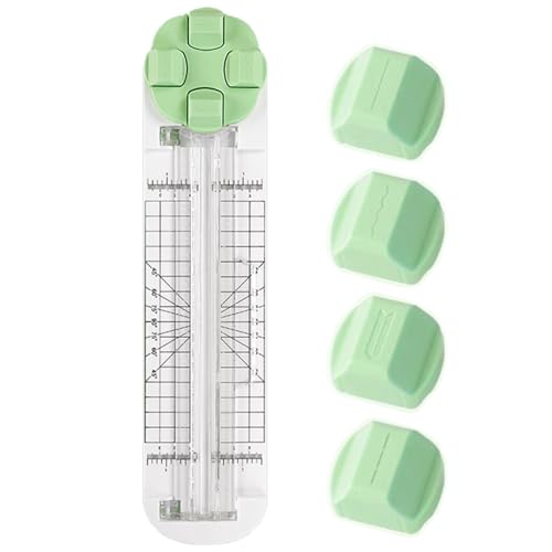 4 in 1 Paper Cutter – Multi-function Craft Paper Trimmer with Straight, Wavy, Dotted & Creasing Blades for Scrapbooking, Photos, Coupons, And Cardmaking (Green) von Generisch
