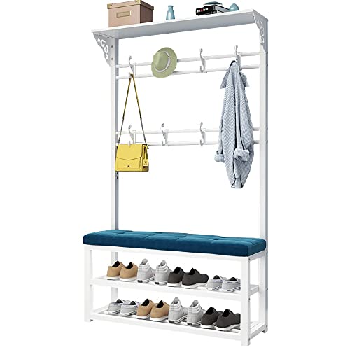 4-in-1 Schuhbank mit Stauraum Eingangsbereich Garderobenleiste Metallrahmen Schuhnizer mit 10 Haken Stilvolle Flurmöbel 100 x 30 x 172 cm Perfekt für Hauseingang 4-in-1 Schuhbank mit Stauraum Eingangsbereich Garderobenleiste Metallrahmen Schuhnizer mit 10 Haken Stilvolle Flurmöbel 100 x 30 x 172 cm Perfekt für Hauseingang von Generisch
