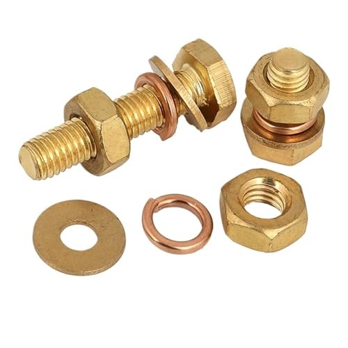 4-in-1-Sechskantschraubensatz aus Messing – DIN933 M3 bis M12 Maschinenschraubenmutter mit Unterlegscheibe und elastischer Kombination(45mm,M6 (5Set)) von Generisch
