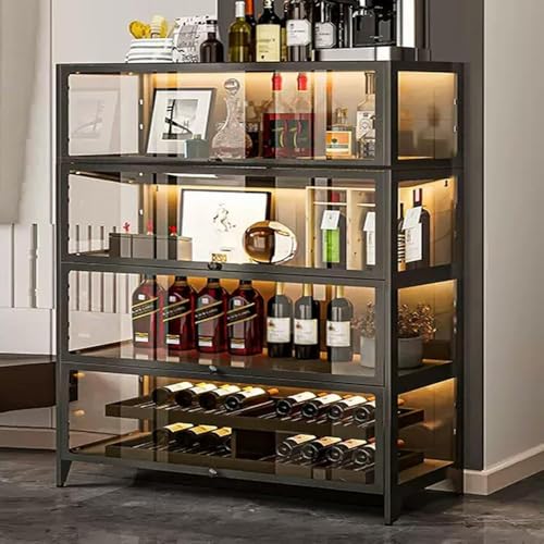 4-stöckige Vitrine aus gehärtetem Glas mit Klapptür, staubdichte Vitrine für sichere Aufbewahrung im Büro und Einzelhandel von Generisch