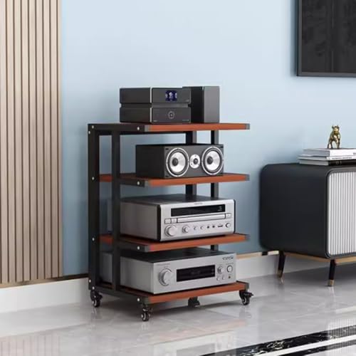 4-stöckiger Audioständer HiFi-Rack – Offenes Design AV-Schrank mit Bremsrädern für Stereo-Komponenten 4-stöckiger Audioständer HiFi-Rack – Offenes Design AV-Schrank mit Bremsrädern für Stereo-Komponenten von Generisch